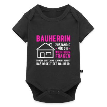 Bauherrin Zuständig für die wichtigen Fragen - Baby Premium Kurzarmbody - Schwarz - Vorne