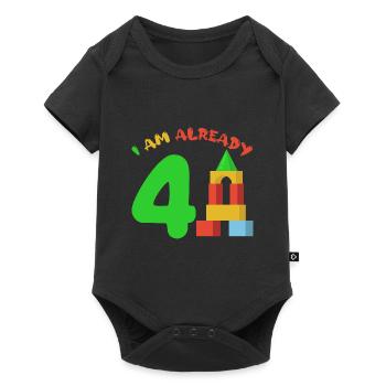 I am already 4 years old 4th birthday - Baby Premium short-sleeve bodysuit - black - Front