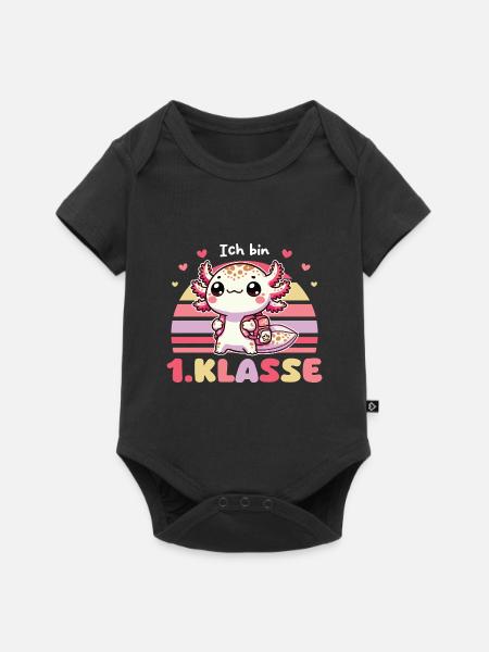 Endlich Schulkind süßes Axolotl zur Einschulung - Baby Premium Kurzarmbody - Schwarz
