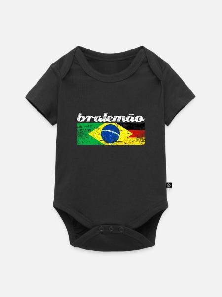 Bralemão Flaggenherz Deutschland Brasilien - Baby Premium Kurzarmbody - Schwarz