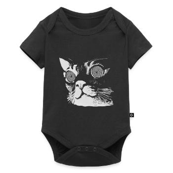 Stylische Katzenkopf-Silhouette - Baby Premium Kurzarmbody - Schwarz - Vorne