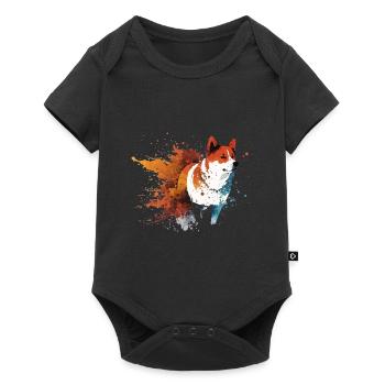 Akita Inu Hund Bunte Farben Regenbogen Kunst - Baby Premium Kurzarmbody - Schwarz - Vorne