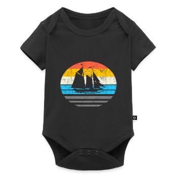 Voilier Voilier - Rétro Vintage Silhouette - Body à manches courtes Premium Bébé - noir - Devant