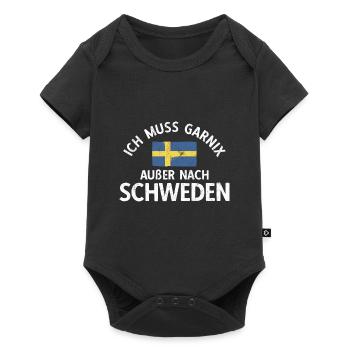 Muss Nur Nach Schweden Flagge Schweden - Baby Premium Kurzarmbody - Schwarz - Vorne