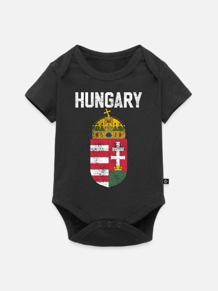 Ungarn - Baby Premium Kurzarmbody - Schwarz