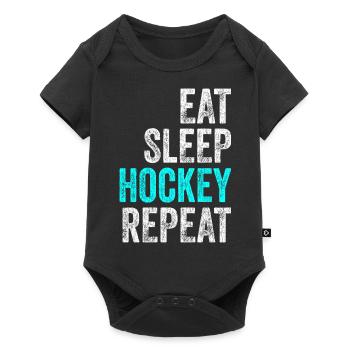Eat Sleep Hockey Repeat hockey saying vintage - Baby Premium short-sleeve bodysuit - black - Front
