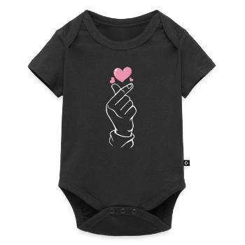 Coeur de doigt K-pop - Body à manches courtes Premium Bébé - noir - Devant