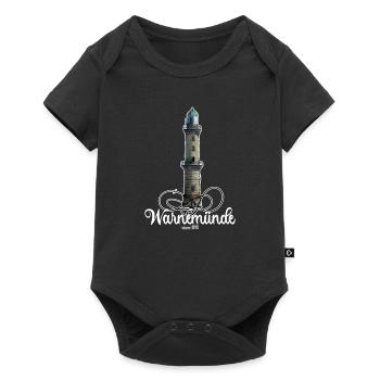 Warnemünde Leuchtturm - Baby Premium Kurzarmbody - Schwarz - Vorne