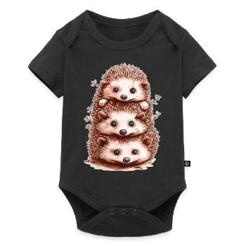 Hérissons drôles - Body à manches courtes Premium Bébé - noir - Devant