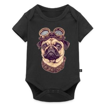 Steampunk Mops - Baby Premium Kurzarmbody - Schwarz - Vorne