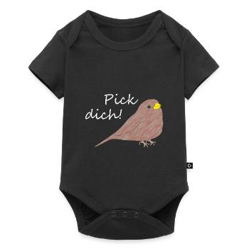 "Pick dich" Vogel - Baby Premium Kurzarmbody - Schwarz - Vorne