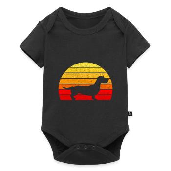 Teckel à poil dur Teckel Chien de style rétro Sun. - Body à manches courtes Premium Bébé - noir - Devant