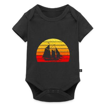 Segelboot Segeln - Sonne Sonnenaufgang Retro - Baby Premium Kurzarmbody - Schwarz - Vorne