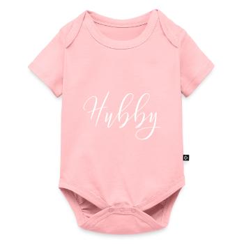 Men's Hubby Wifey Just Married Tee Couples T-Shirt - Baby Premium Kurzarmbody - Rosa - Vorne