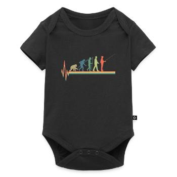 Evolution fishing heartbeat retro vintage - Baby Premium Kurzarmbody - Schwarz - Vorne