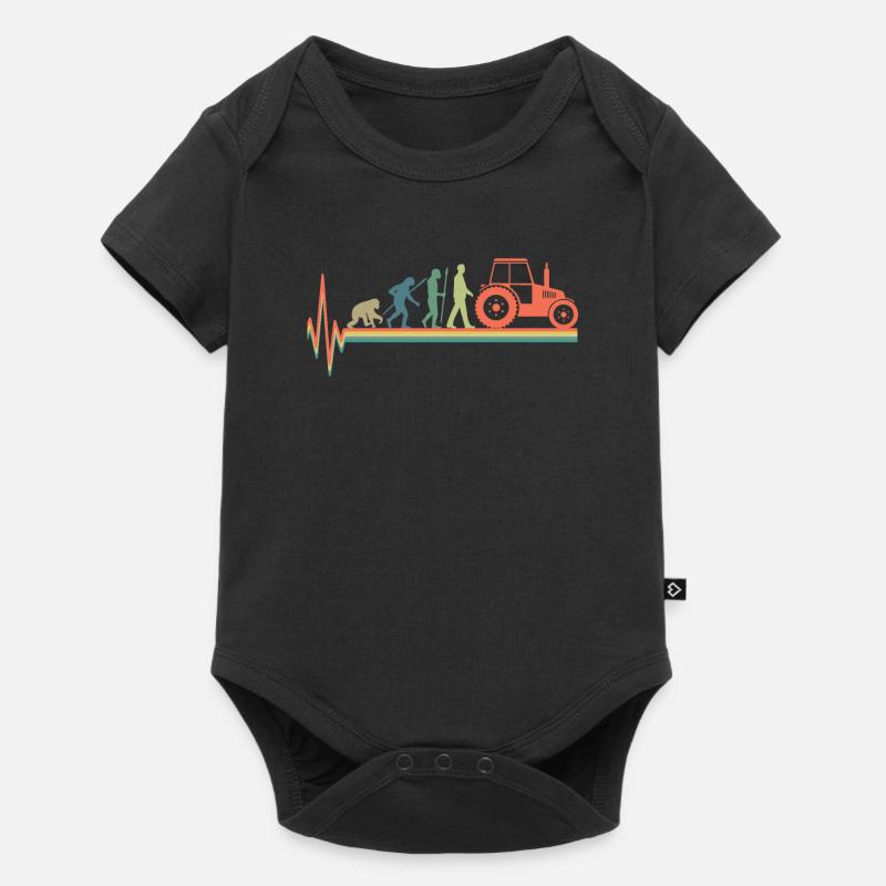 Traktor Evolution Herzschlag Landwirt Puls Retro - Baby Premium Kurzarmbody - Schwarz