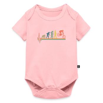 Evolution Mountainbiken Geschenk Mountainbiker - Baby Premium Kurzarmbody - Rosa - Vorne