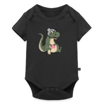 Grandma Saurus Dinosaur Granny Knitting Crochet - Baby Premium short-sleeve bodysuit - black - Front