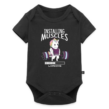 Bodybuilder licorne licorne muscle gym cadeau - Body à manches courtes Premium Bébé - noir - Devant