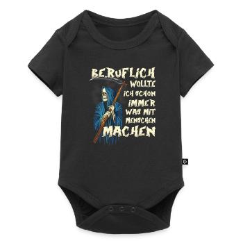 Beruflich wollte ich was mit Menschen Sensenmann - Baby Premium Kurzarmbody - Schwarz - Vorne