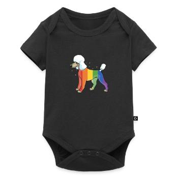 Chien caniche arc-en-ciel Gay Pride Homo Gift - Body à manches courtes Premium Bébé - noir - Devant