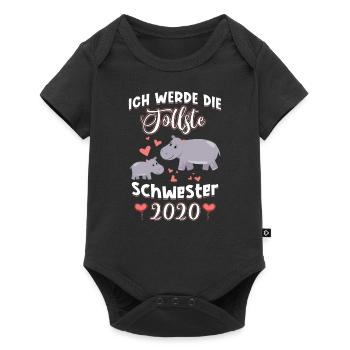 Ich werde die tollste Schwester 2020 Nilpferd - Baby Premium Kurzarmbody - Schwarz - Vorne