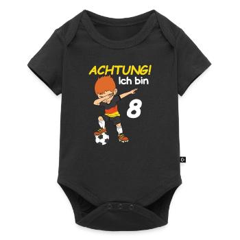 Kinder Fußball 8. Geburtstag Jungen 8 Jahre - Baby Premium Kurzarmbody - Schwarz - Vorne