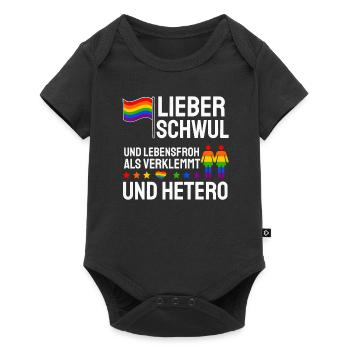 Lieber Schwul Und Lebensfroh Als Verklemmt Hetero - Baby Premium Kurzarmbody - Schwarz - Vorne