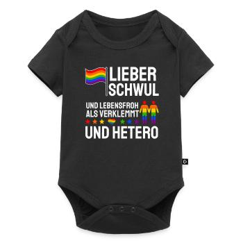 Lieber Schwul Und Lebensfroh Als Verklemmt Hetero - Baby Premium Kurzarmbody - Schwarz - Vorne