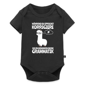 Während du sprichst korrigiere ich deine Grammatik - Baby Premium Kurzarmbody - Schwarz - Vorne