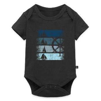 Rétro vintage voilier voilier voilier marin - Body à manches courtes Premium Bébé - noir - Devant
