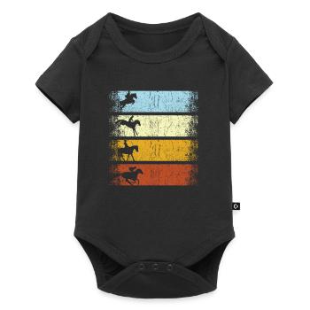 Retro Vintage Pferde Reiter Reiterin Reitsport - Baby Premium Kurzarmbody - Schwarz - Vorne