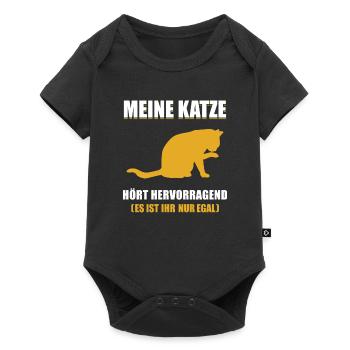 Meine Katze Hört Herforragend Es Ist Ihr Nur Egal - Baby Premium Kurzarmbody - Schwarz - Vorne
