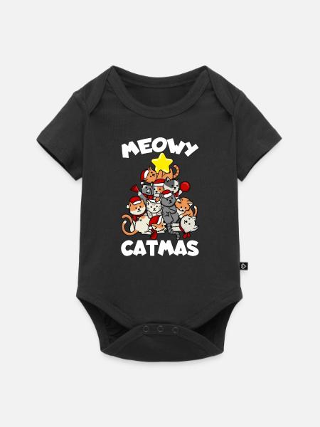Katze Weihnachten Katzen Baum Meowy Catmas Lustige - Premium kortærmet baby-body  - sort