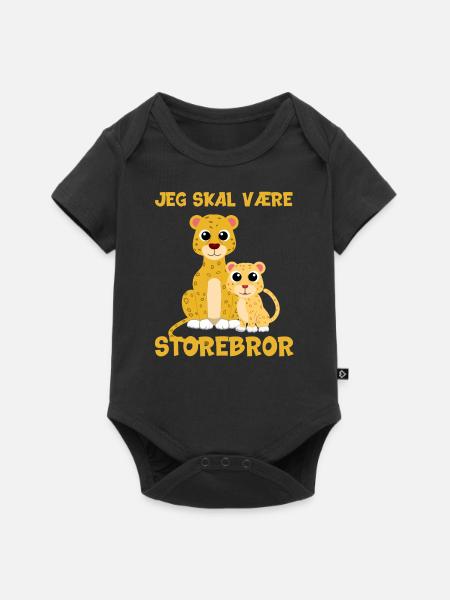 Jeg skal være storebror leopard leo gave jaguar - Premium kortærmet baby-body  - sort