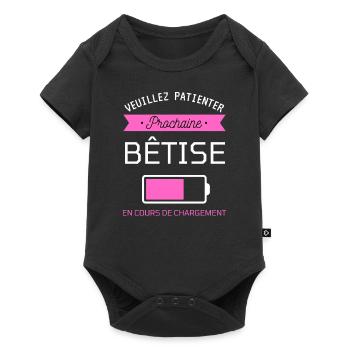 PROCHAINE BÊTISE cadeau humour - Body à manches courtes Premium Bébé - noir - Devant