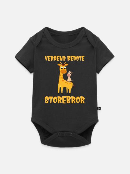 Verdens bedste storebror bror giraf søskendeshirt - Premium kortærmet baby-body  - sort