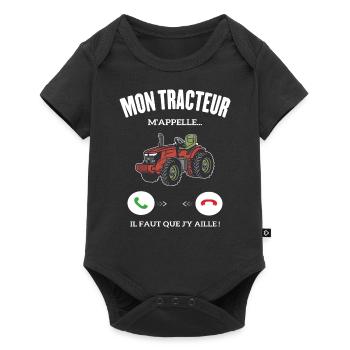 Mon Tracteur M'appelle Il Faut Que J'y Aille - Body à manches courtes Premium Bébé - noir - Devant