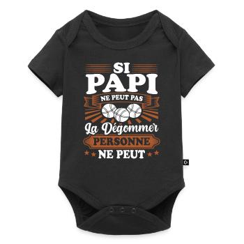 Si Papi Ne Peut Pas La Dégommer Personne Ne Peut - Body à manches courtes Premium Bébé - noir - Devant