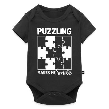 Puzzling Makes Me Smile Cute Saying Puzzle Fan - Baby Premium short-sleeve bodysuit - black - Front