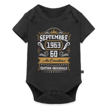 Septembre 1963 60 Ans Rétro Cadeau D'anniversaire - Body à manches courtes Premium Bébé - noir - Devant