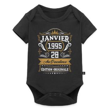 Janvier 1995 28 Ans Rétro Cadeau D'anniversaire - Body à manches courtes Premium Bébé - noir - Devant