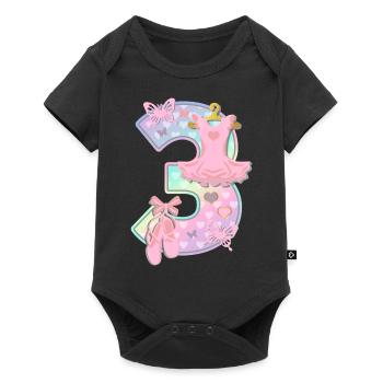 Ballerina 3. Geburtstagsparty Nummer 3 - 3 Jahre - Baby Premium Kurzarmbody - Schwarz - Vorne