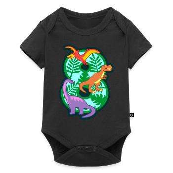 Dinosaurier 8. Geburtstagsparty Nummer 8 - 8 Jahre - Baby Premium Kurzarmbody - Schwarz - Vorne