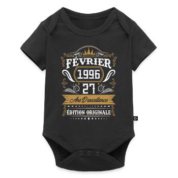 Février 1996 27 Ans Rétro Cadeau D'anniversaire - Body à manches courtes Premium Bébé - noir - Devant