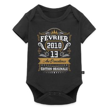 Février 2010 13 Ans Rétro Cadeau D'anniversaire - Body à manches courtes Premium Bébé - noir - Devant
