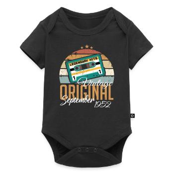 September 1952 geboren Vintage Geburtstag Retro - Baby Premium Kurzarmbody - Schwarz - Vorne