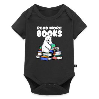 L’ours polaire aime la littérature et s’assoit sur des livres - Body à manches courtes Premium Bébé - noir - Devant