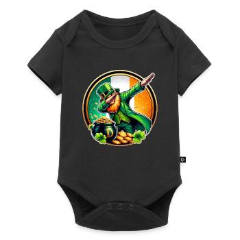 Irischer Glückskobold: Dab & Gold - st. Patriks - Baby Premium Kurzarmbody - Schwarz - Vorne