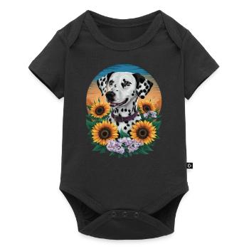 Süßer Dalmatiner mit Orchideen - Baby Premium Kurzarmbody - Schwarz - Vorne